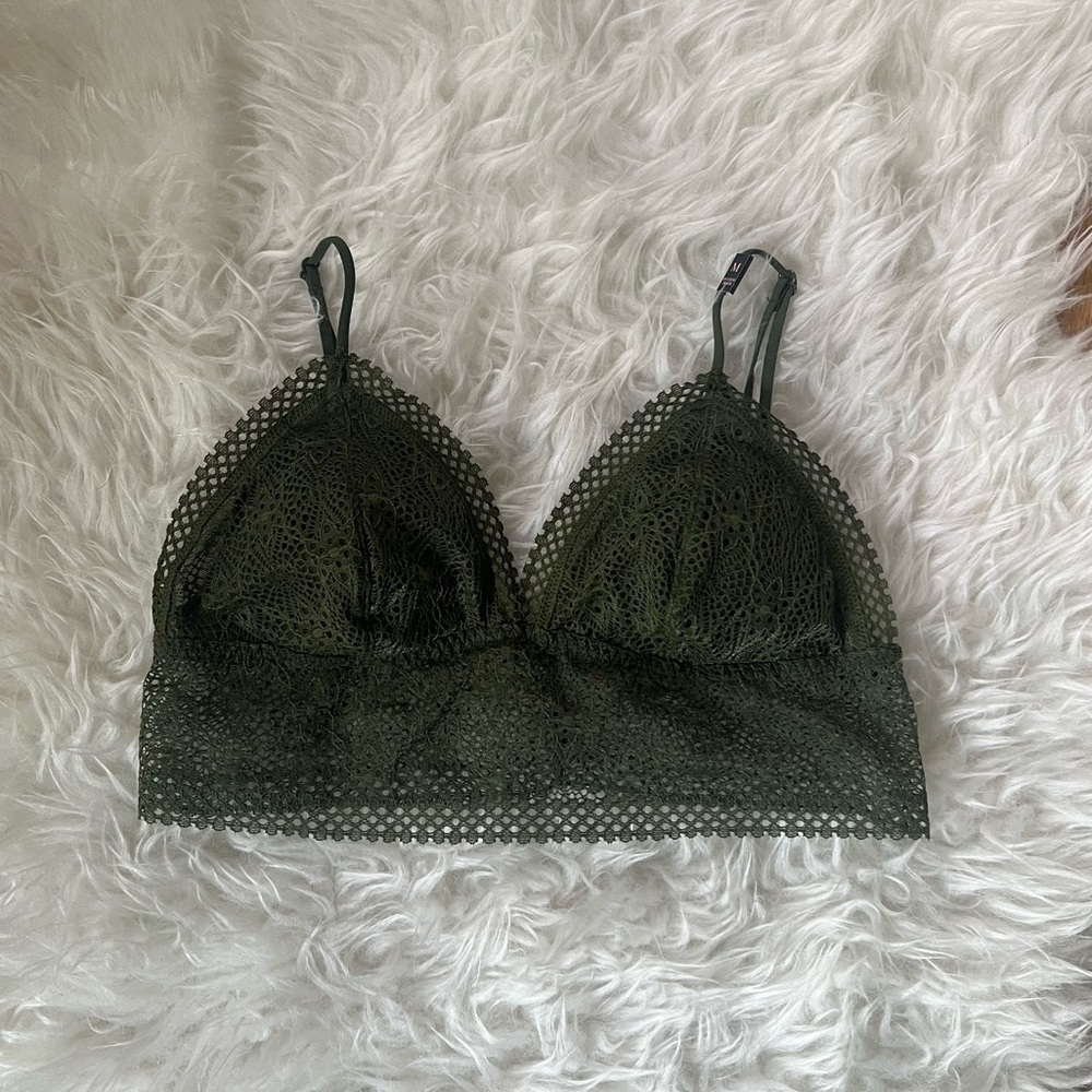 Green Lace Bralette / Bandeau size M